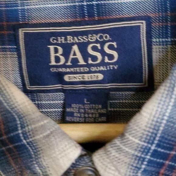G.H. Bass & Co. BASS Teal Plaid Casual Buttoned Down Sz. L Shirt - Picture 4 of 10